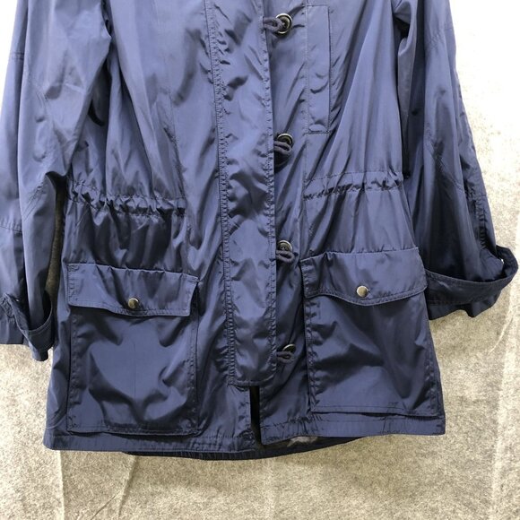 GAP Rain Jacket Womens S Dark Blue Parka Drawstring Waist Utility Mid Length - Picture 7 of 9
